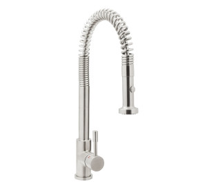 Grifo de cocina monomando inox con muelle y ducha extraíble TAU Acero Inoxidable